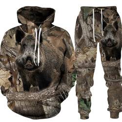 Herren Trainingsanzug 2-teilig 3D Jagd Tiere Hoodie Sweatsuit Sets Casual Jogging (Herren 1,XL) von ATZTD