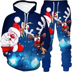 Unisex Weihnachten Sportbekleidung Trainingsanzug Jogginganzug Pullover Kapuzenjacke + Hose Hoodie Herbst Winter (Weihnachten 6,3XL) von ATZTD