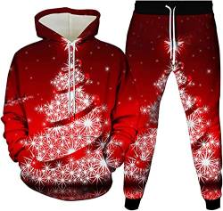 Unisex Weihnachten Sportbekleidung Trainingsanzug Jogginganzug Pullover Kapuzenjacke + Hose Hoodie Herbst Winter (Weihnachten1,XL) von ATZTD
