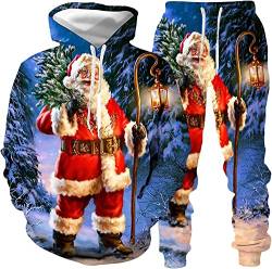 Unisex Weihnachten Sportbekleidung Trainingsanzug Jogginganzug Pullover Kapuzenjacke + Hose Hoodie Herbst Winter (Weihnachten7,3XL) von ATZTD