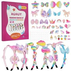 AUAUY 6PCS DIY Haarband, Einhorn Haarreifen Bastelset Mädchen, Kreatives Geburtstagsgeschenk Spielzeug, Bastelset Mädchen 5-12 Jahre, Mode Mädchen Haar-Accessoires-Making Kit, Einschulung Mitgebsel von AUAUY