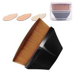 AUAUY Foundation Brush, Flacher Foundation Pinsel, Super Hot Seamless Magic, Klein Liquid Makeup Brush, Make up Foundation Bürste, Tragbarer Groove Design Blush Pinsel mit Aufbewahrungsbox (Schwarz) von AUAUY