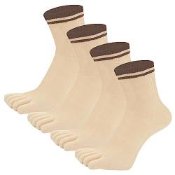 AUBIG Zehensocken Damen Baumwolle 4 Paare Paare Running-Socken Damen Five Finger Socken Frauen Bunte Socken mit Zehen für Laufen Arbeit Sports C2 von AUBIG