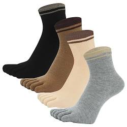 AUBIG Zehensocken Damen Baumwolle 4 Paare Paare Running-Socken Damen Five Finger Socken Frauen Bunte Socken mit Zehen für Laufen Arbeit Sports C5 von AUBIG