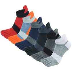 AUBIG Zehensocken Herren Baumwolle 6 Paare Running-Socken Herren Five Finger Socken Männer Bunte Socken mit Zehen für Laufen Arbeit Sports A1 39-42 von AUBIG