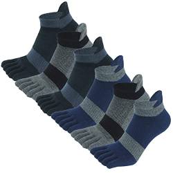 AUBIG Zehensocken Herren Baumwolle 6 Paare Running-Socken Herren Five Finger Socken Männer Bunte Socken mit Zehen für Laufen Arbeit Sports A2 39-42 von AUBIG