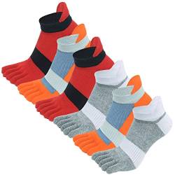 AUBIG Zehensocken Herren Baumwolle 6 Paare Running-Socken Herren Five Finger Socken Männer Bunte Socken mit Zehen für Laufen Arbeit Sports A3 43-47 von AUBIG