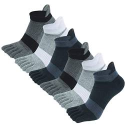 AUBIG Zehensocken Herren Baumwolle 6 Paare Running-Socken Herren Five Finger Socken Männer Bunte Socken mit Zehen für Laufen Arbeit Sports A4 39-42 von AUBIG