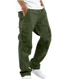 AUDATE Herren Hose Lang Rangerhose Herren Cargohose Lang Elastischer Bund Arbeitshose mit Taschen Armeegrün XXL von AUDATE