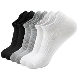 AUERVO Sneaker Socken für Damen und Herren, 6 Paar Unisex Baumwoll Sportsocken Laufsocken Kurze Socken Atmungsaktive für den Freizeit und Running 38-42，Schwarz, Weiß, Grau von AUERVO