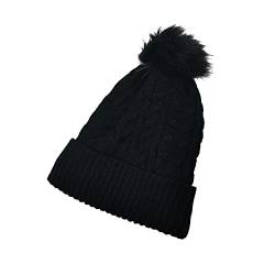 AUFIKR Knit Slouchy Beanie für Frauen Doppellagige Fleece-Linie Hut mit Bommel-Pom-Mützen (schwarz) von AUFIKR