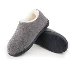 Memory Foam Hausschuhe mit warmem Fleece Futter, Geschlossene Rückseite Wolle-ähnliche Mischung Baumwolle Haus Schuhe (Grau, Erwachsene, Damen, 36, Numerisch (von/bis), EU Schuhgrößensystem, 37, M) von AUFIKR