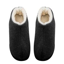 Memory Foam Hausschuhe mit warmem Fleece Futter, Geschlossene Rückseite Wolle-ähnliche Mischung Baumwolle Haus Schuhe (Schwarz, Erwachsene, Damen, 38, Numerisch (von/bis), EU Schuhgrößensystem, 39, M) von AUFIKR