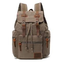 AUGUR Vintage Rucksack Herren Laptoprucksack 15.6 Zoll Rucksacke Daypacks Schulrucksack Herren Damen Rucksack Segeltuch (Large Army green) von AUGUR