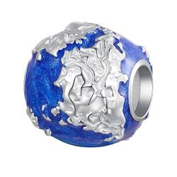 AUHOAZ 925 Sterling Silber Blue Earth Bead Charms, Diy Handmade Drip Oil Anhänger For Pandora Oder Andere Arten von Europäischen Armbändern und Halsketten Bsc846 von AUHOAZ