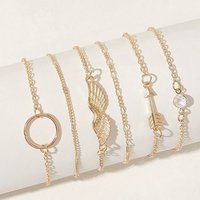 AUKUU Armband Muster Muster Kettenflügel Pfeil Armband einfacher Ring, einzelner Diamant sechsteiliges Armband Set für Damen von AUKUU