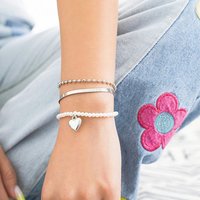 AUKUU Armband Retro Retro Mode Damen Perle Herz Schmuck Einfaches Set, Schlangenknochen Kette Perlenkette Armband von AUKUU