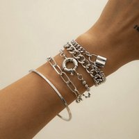 AUKUU Armband Zubehör Zubehör Punk Hip Hop Stil Schloss Armband Damen, Mixed Multi Element Geometrische Runde Schnalle Set Armband von AUKUU