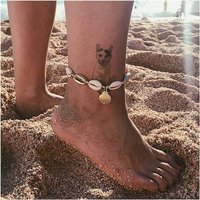 AUKUU Fußkette Böhmisches Böhmisches Strand Fußkettchen aus Muschellegierung, geknotetes Fußkettchen für Damen einfach und modisch von AUKUU