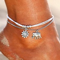 AUKUU Fußkette Schlichtes Schlichtes Strand Fußkettchen aus Silberlegierung im, Sonnenelefant Stil für Damen von AUKUU