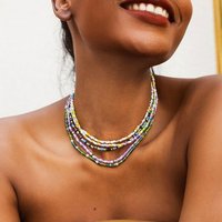 AUKUU Kette mit Anhänger Bohemia Farbige Perlenketten Set - Süße Einfachheit Kontrast, Halskette für Damen von AUKUU