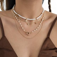 AUKUU Kette mit Anhänger Französische Vintage-Mini-Perl-Halskette für Frauen - Eleganter, europäischer Stil - kühler gemischter Metallketten-Choker von AUKUU