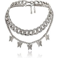 AUKUU Kette mit Anhänger Punk Hip Hop Voll Diamant Kuba Schließe Schmuck - Einfache Elegante, Diamant Schmetterling Halskette für Damen von AUKUU