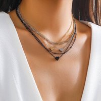 AUKUU Kette mit Anhänger Schmuck - Persönliche Metallsternform Halskette und Mischfarbe, Perlenkette Herzform Mehrschichtige Halskette für Frauen von AUKUU