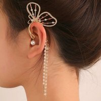 AUKUU Ohrring-Set Schmetterlings Schmetterlings Quasten Ohrringe kein Piercing, Perlen Ohrringe Schmetterlings Quasten Ohrringe für Damen von AUKUU