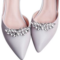 AUKUU Schuhanstecker DIY DIY abnehmbare Schuhzubehör Legierung Diamant Schuhschnalle, einfache Schuhblume Braut Hochzeitskleid Zubehör von AUKUU