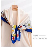 AUKUU Seidentuch Seidenschal Seidenschal mit Blumenrand einfarbiger Schal aus, Seidenimitat schlichter eleganter Schal im lässigen Stil von AUKUU