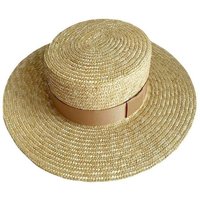 AUKUU Sonnenhut Modischer Modischer Strohhut mit flacher Krempe Sommer Sonnenschutz Strandhut für Damen UV Schutz flacher Hut für von AUKUU
