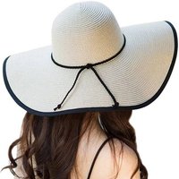 AUKUU Sonnenhut Sommer Sommer Sonnenhut mit großer Krempe für Damen modischer Strand Strohhut am Meer vielseitiger Anti UV Sonnenhut für von AUKUU