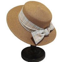 AUKUU Sonnenhut Strohhut Strohhut Damen Plaid Bow Flat Top Sonnenhut Sommer Meer Strandhut Sonnenschutz Sonnenhut von AUKUU