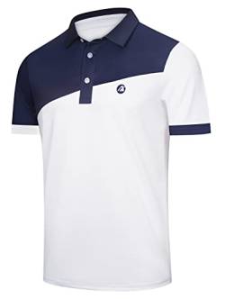 Golf Polo T Shirt Herren Kurzarm Weiß Blau XL von AULEEGAR