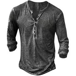 AUMELR Herren-Polo-Shirts, Baumwolle, Muskelpassform, T-Shirt, Henley-Shirts, Golf-Tops, dunkelgrau, 3XL von AUMELR