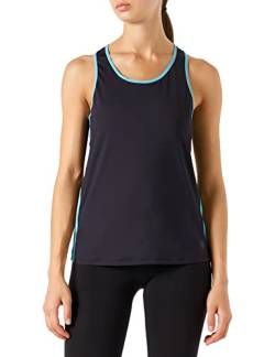 AURIQUE Damen Sport-Top aus Feuchtigkeitsableitendem Material, Schwarz/Helles Türkisblau, 38 von AURIQUE