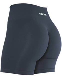 AUROLA Damen Athletic Shorts Hohe Taille Laufshorts Sportlich Kurz Gym Elastische Workout Shorts, Black Marl, Mittel von AUROLA