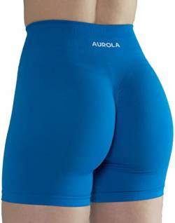 AUROLA Damen Athletic Shorts Hohe Taille Laufshorts Sportlich Kurz Gym Elastische Workout Shorts, Diva Blue, Mittel von AUROLA