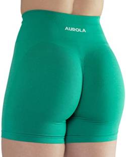 AUROLA Damen Athletic Shorts Hohe Taille Laufshorts Sportlich Kurz Gym Elastische Workout Shorts, Golf Green, Mittel von AUROLA