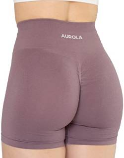 AUROLA Damen Athletic Shorts Hohe Taille Laufshorts Sportlich Kurz Gym Elastische Workout Shorts, Old Rose, Mittel von AUROLA