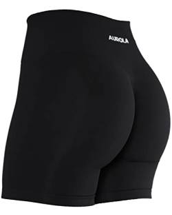AUROLA Damen Athletic Shorts Hohe Taille Laufshorts Sportlich Kurz Gym Elastische Workout Shorts, schwarz, X-Klein von AUROLA