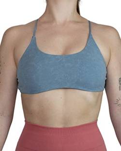 AUROLA Damen Yoga Sport-BHS Fitness Bustier Rückenfrei mit Trägern Workout Running Bra Yoga BH Bra Crop Top, Fitness, Yoga, bauchfreier BH, Ice Flower Haze Blue, X-Klein von AUROLA