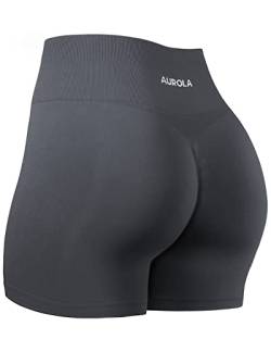 AUROLA Kollektion Dream Workout Shorts für Frauen Scrunch Nahtlose weiche Fitness-Shorts mit hoher Taille,Asphalt Grey,L von AUROLA