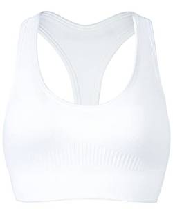 AUROLA Power Racerback Sport-BH für Damen, nahtlos, gepolstert, für aktives Workout, Fitnessstudio, Yoga, bauchfreies Tanktop, Weiss/opulenter Garten, small von AUROLA