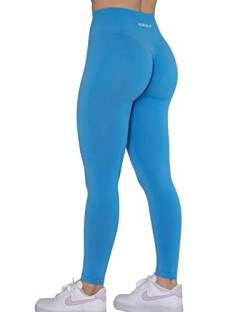 Aurola Workout-Leggings für Damen/Mädchen, nahtlos, mit Bauchkontrolle, für Fitnessstudio, Sport, Yogahose, aktive Menschen, Blau (Azure Blue), S von AUROLA