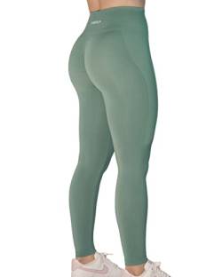 AUROLA Workout-Leggings für Damen, nahtlos, Bauchkontrolle, Fitnessstudio, Mädchen, Sport, aktive Yogahose, Iceberg Green, X-Klein von AUROLA