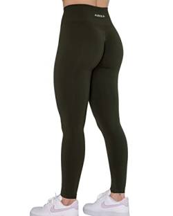 AUROLA Workout-Leggings für Damen und Mädchen, nahtlos, mit Bauchkontrolle, für Fitness-Studio, Sport, Yogahose, aktive Menschen, Zypresse, Groß von AUROLA