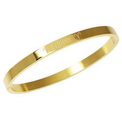 AURSTORE Armreif aus Edelstahl 316L mit Sternzeichen Sternzeichen Breite 4mm Liebe Geschenk Farbe Gold, 19cm von AURSTORE