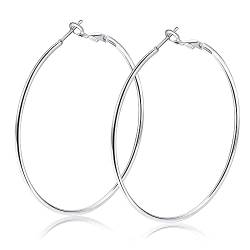 AURSTORE Damen-Ohrringe, Creolen, Edelstahl, großer Reifen, modisch, Schmuck, Geschenke für Frauen, 60mm, Silber, Edelstahl, Kein Edelstein von AURSTORE